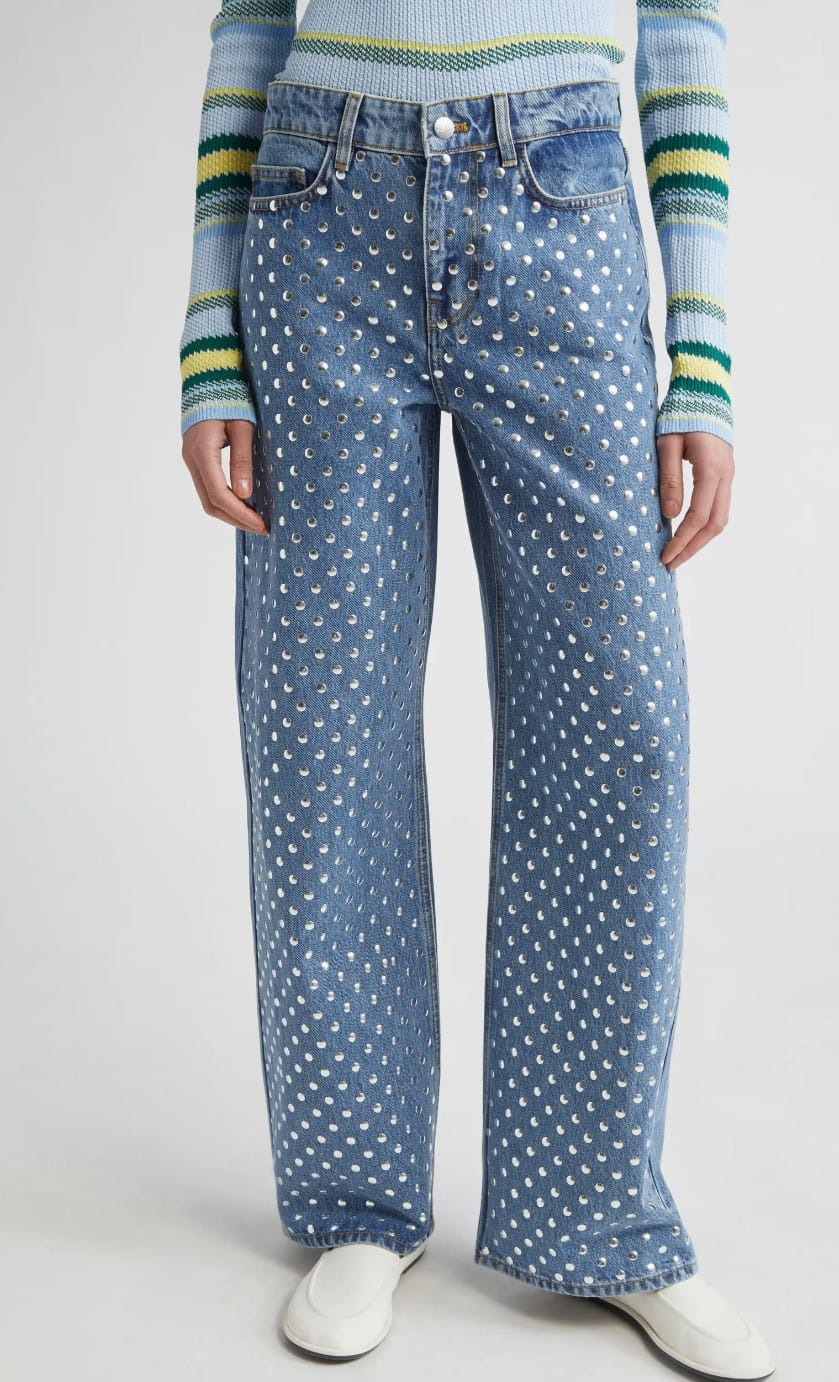 Studded Wide Leg Jeans