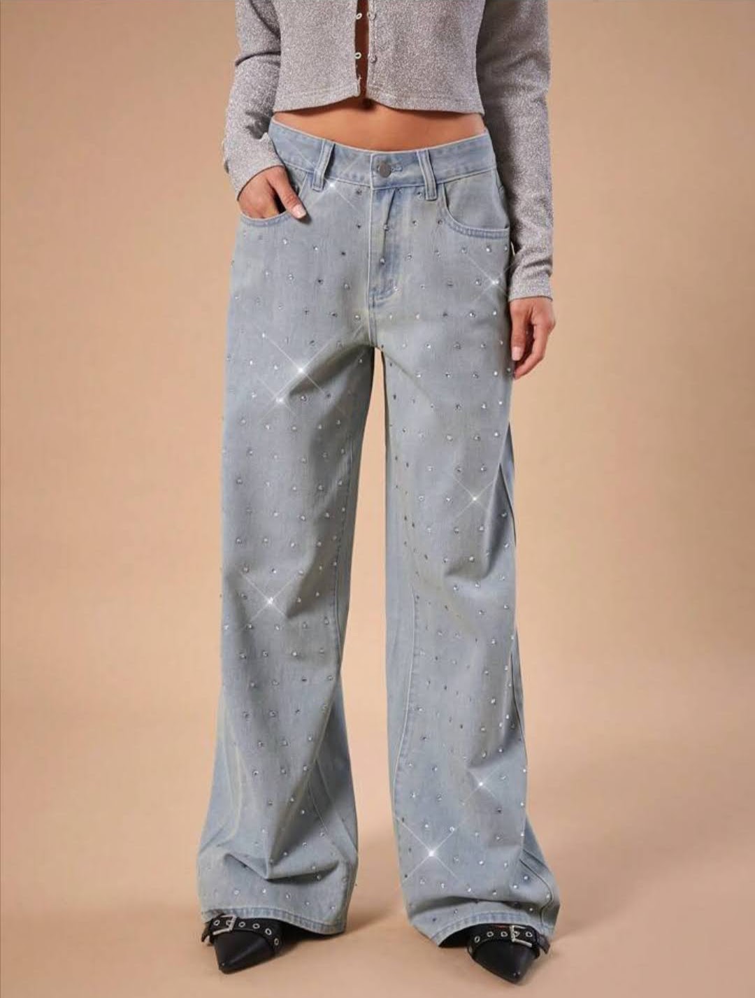 Rhinestone embellished jeans
