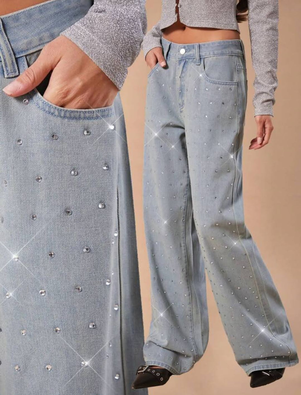 Rhinestone embellished jeans