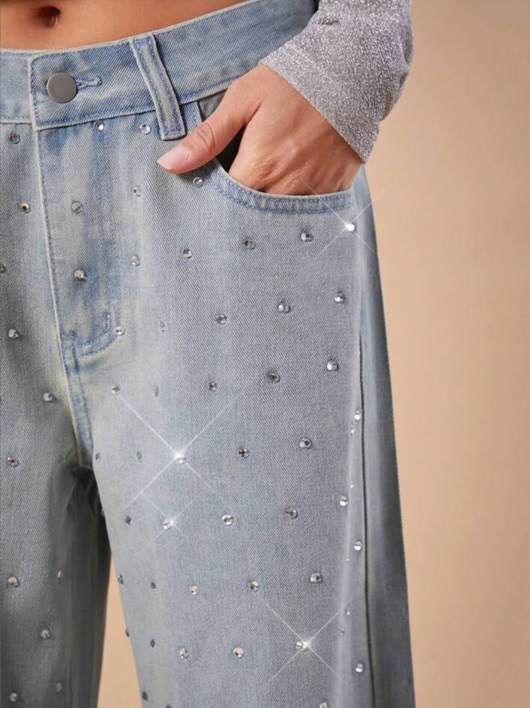 Rhinestone embellished jeans