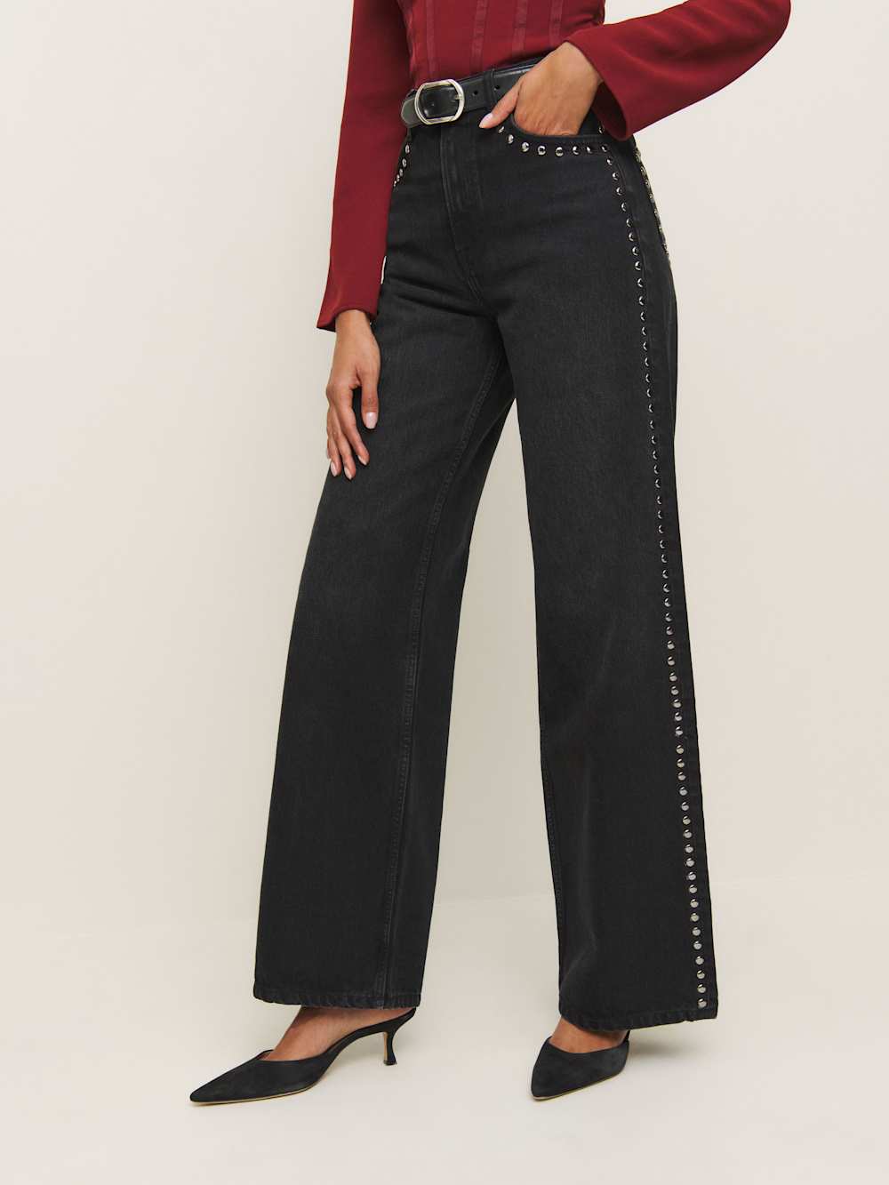Stud emblissed jeans