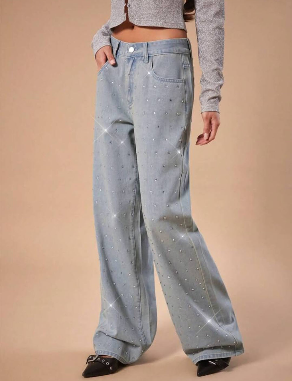 Rhinestone embellished jeans