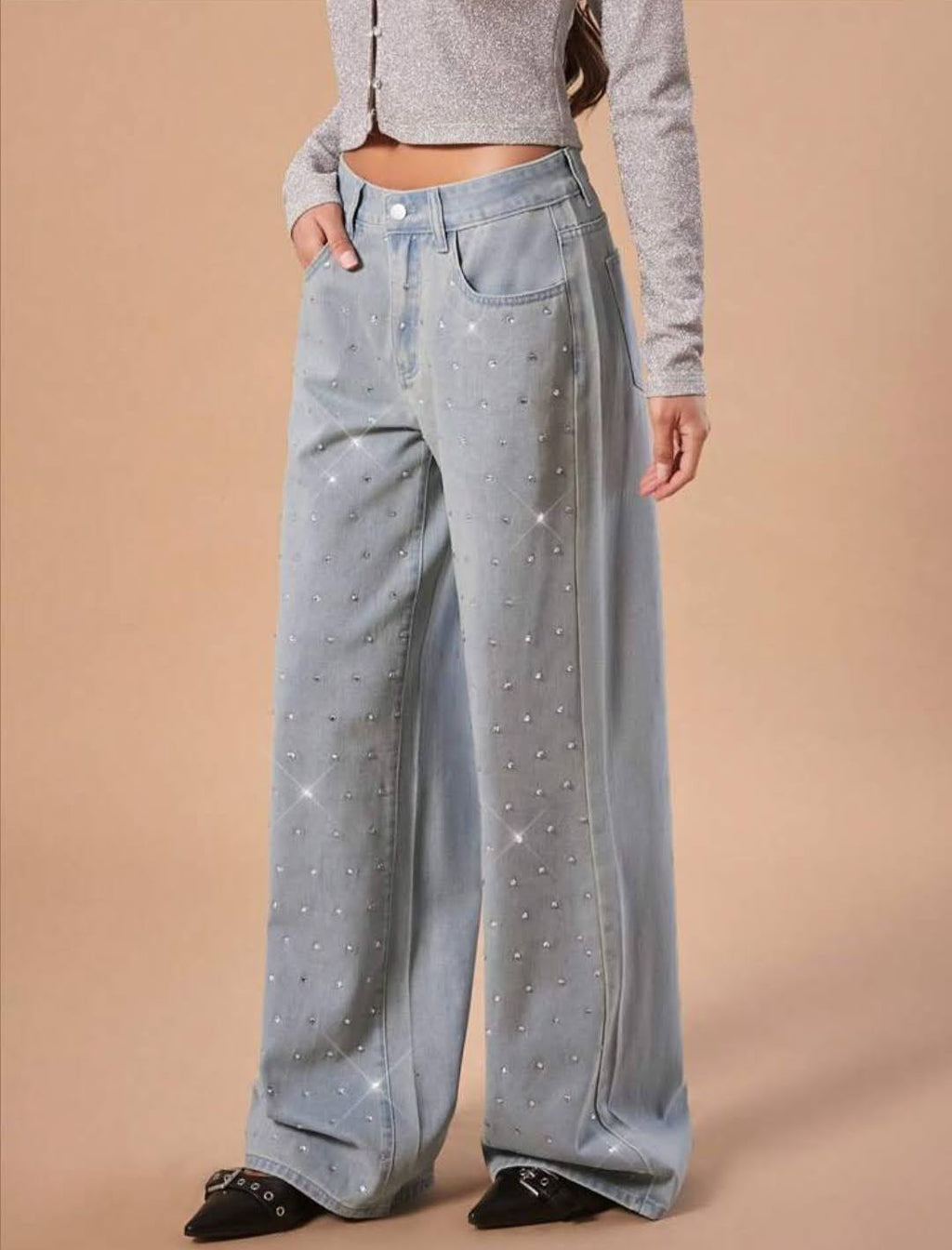 Rhinestone embellished jeans