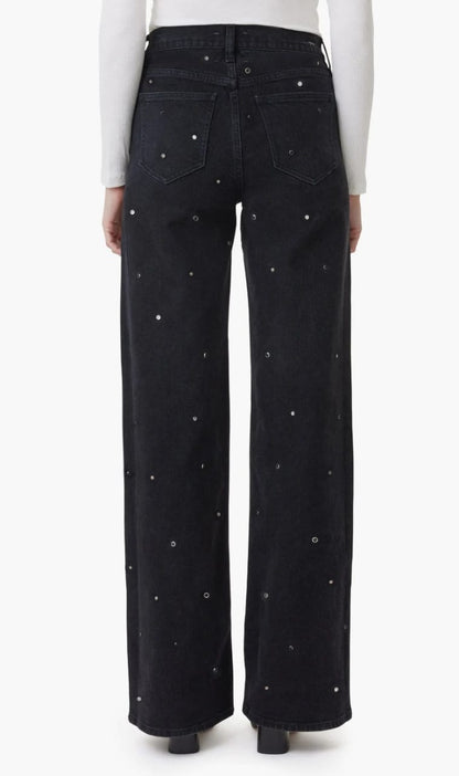 Women Black Stud Embellised Jeans